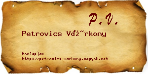 Petrovics Várkony névjegykártya